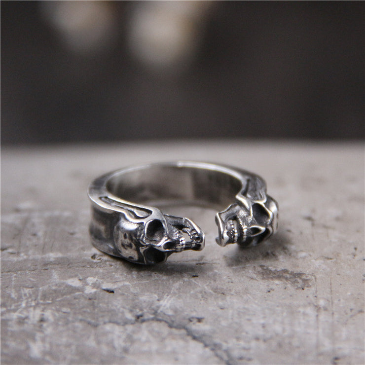 925 Thai Silver Carved Skull Ring