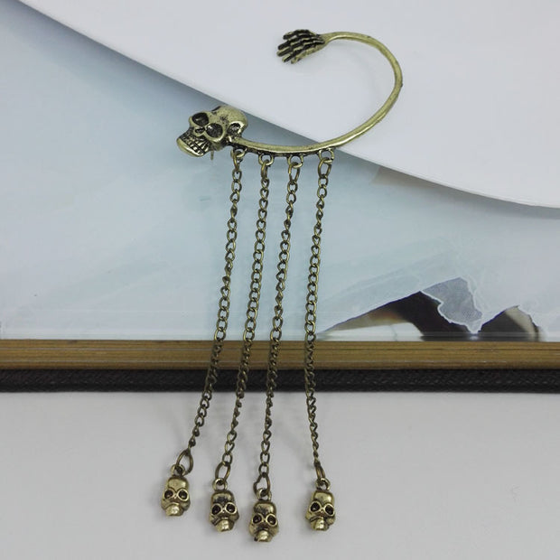 Punk Rock Ghost Hand & Skull Head Hanging Earring