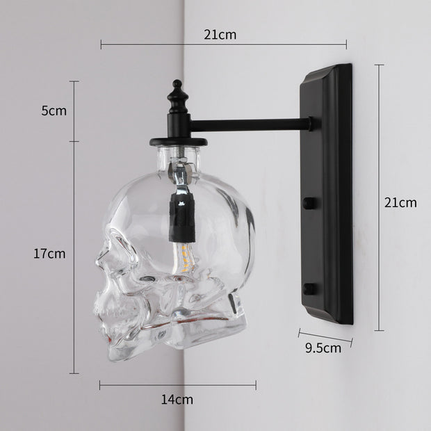 Retro Industrial Style Skull Wine Bottle Wall Lamp