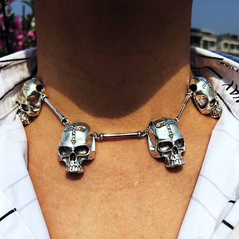 Gothic bird skull necklace