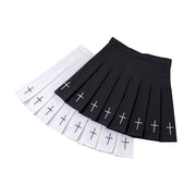 Pleated embroidered skirt