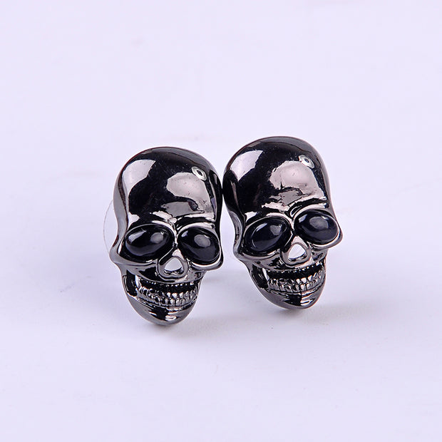 Punk transparent black evil big eyes skull earrings