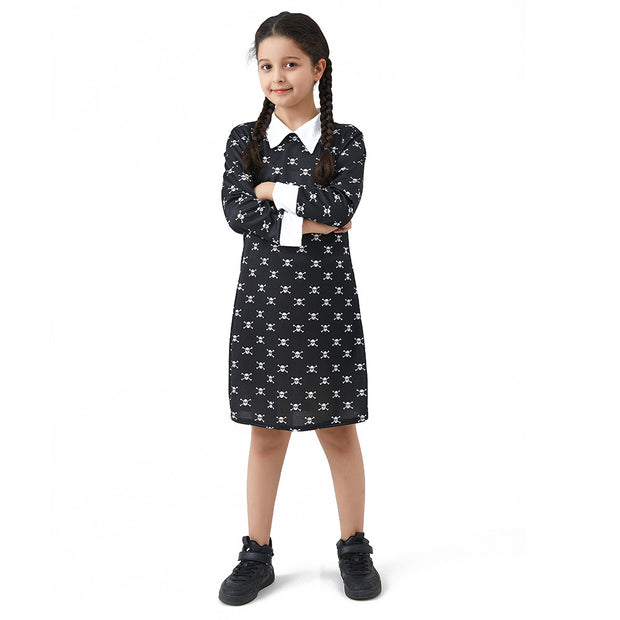 Children's Cos Adams Family Costume Female Skull Dress