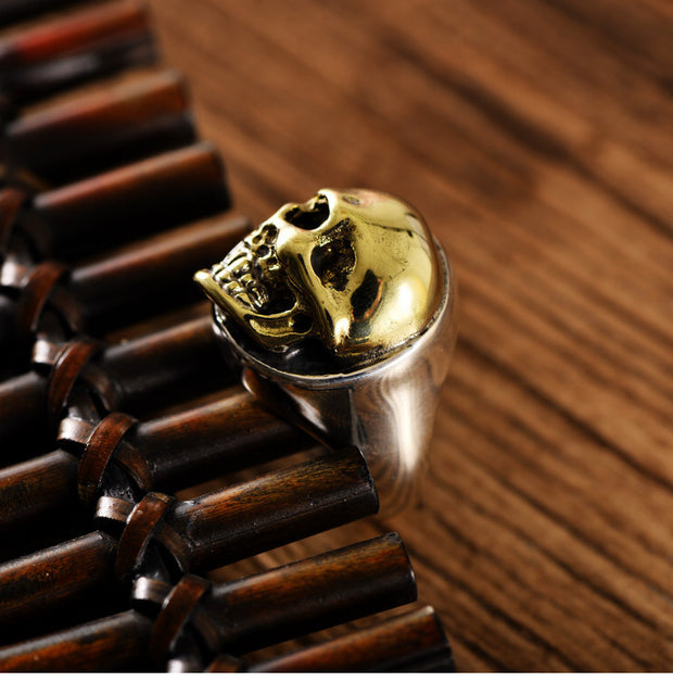 S925 Silver, One Side Domineering Skull Ring
