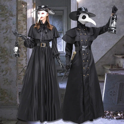 Medieval Steam Punk Plague Doctor Costume Beak Crow Long Mouth Mask