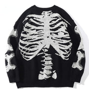 Round Neck Long Sleeve Men's Skull Sweater