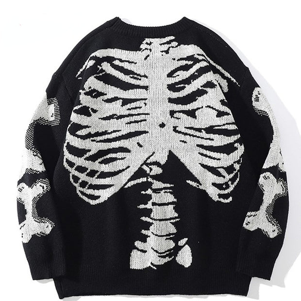 Round Neck Long Sleeve Men's Skull Sweater