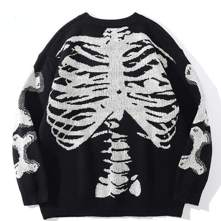 Round Neck Long Sleeve Men's Skull Sweater