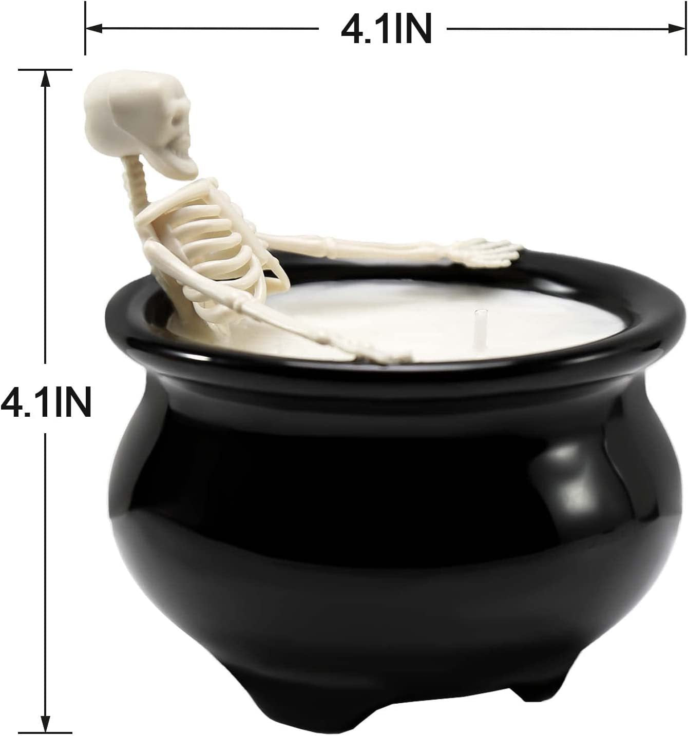 Halloween-Inspired Fluorescent Skeleton/Skull Gothic Candle Cauldron Ornament