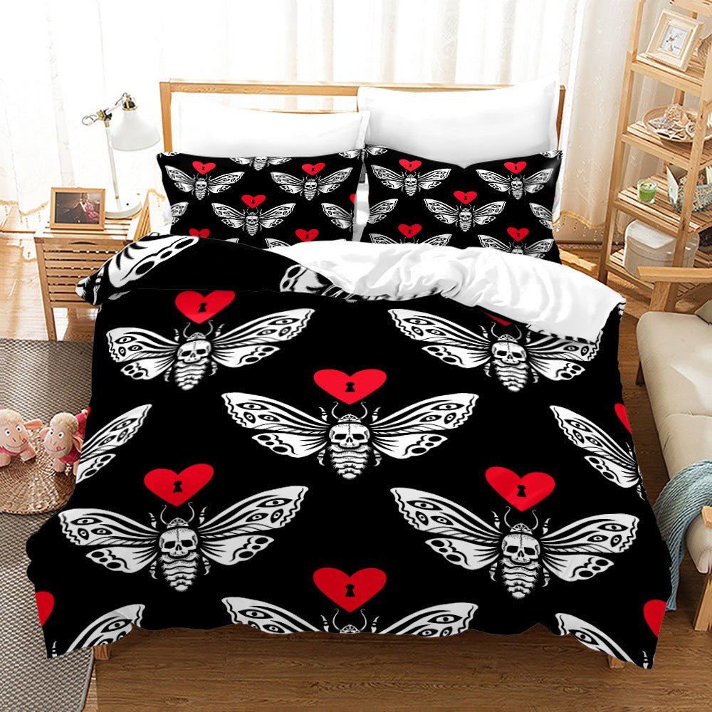 Household Acherontia Lachesis Printed Bed Sheet Bedding Set *9 styles