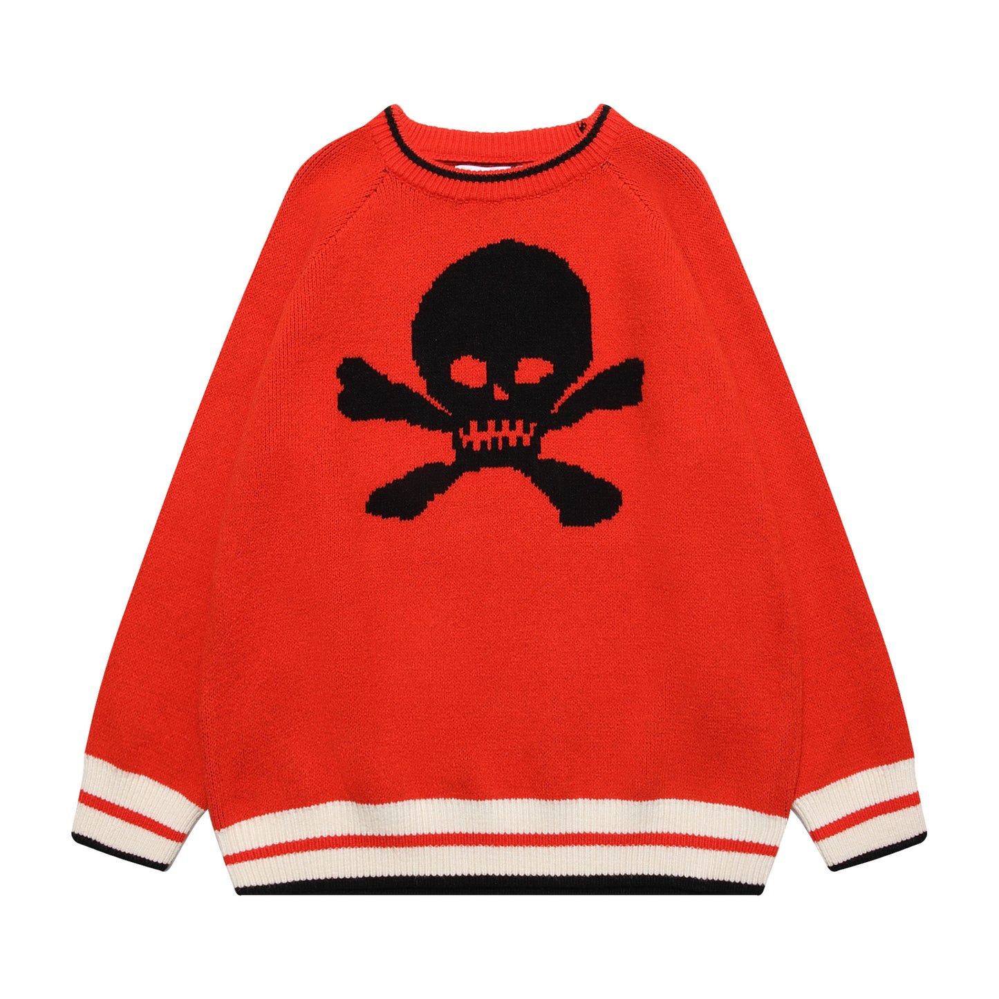 American Skull Jacquard Vintage Design Sweater