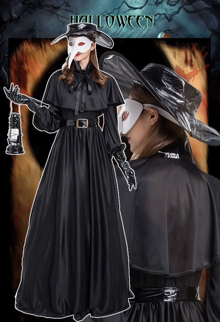 Medieval Steam Punk Plague Doctor Costume Beak Crow Long Mouth Mask