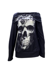 Women's Halloween Inspired Fashion Skull printed Loose Top