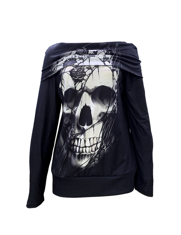 Women's Halloween Inspired Fashion Skull printed Loose Top
