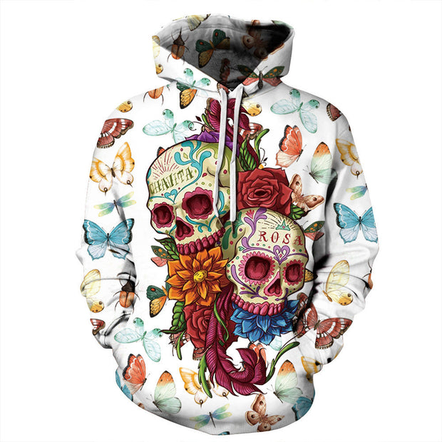 Men's sizes Unisex Hooded Skull Printed Loose Sports Hoodie " Chavita & Rose"