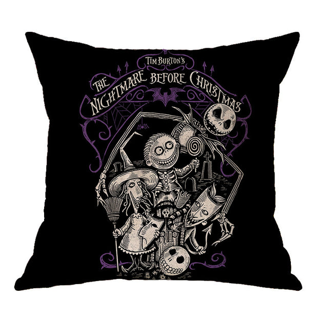 Linen Skull Halloween-inspired Nightmare Xmas Pillow Cover *29 Styles
