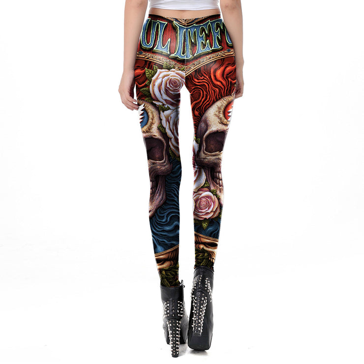 Halloween Skull Pattern Print Ladies Leggings