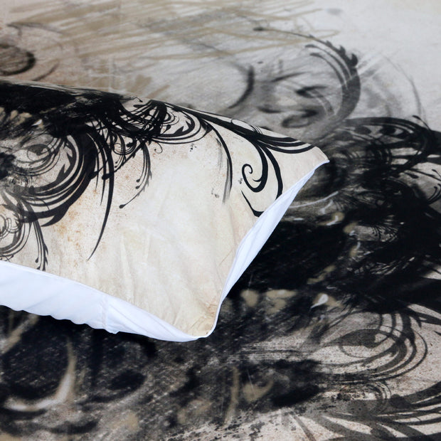 Black swirl Skull head quilt cover three-piece bedding set