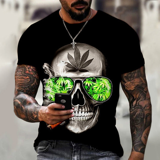 Men's Digital Skull Printed T-Shirt