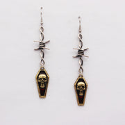 Skull Head in Spilled Red Oil Drop Casket Earrings