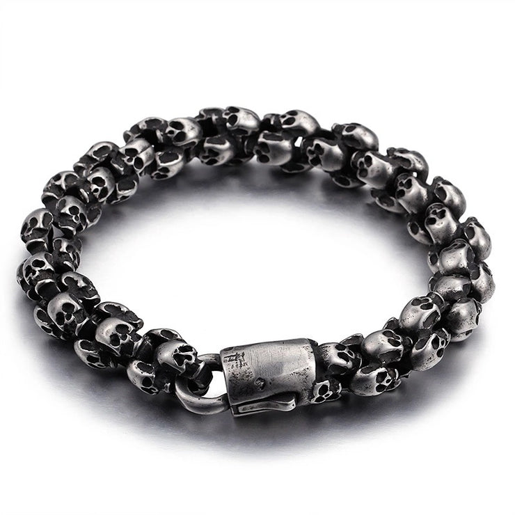 Vintage Titanium Steel Skull Men's Bracelet
