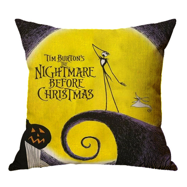 Linen Skull Halloween-inspired Nightmare Xmas Pillow Cover *29 Styles