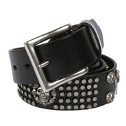 Punk Rock Cowhide Leather Men's DJ Skull Belt Matches All