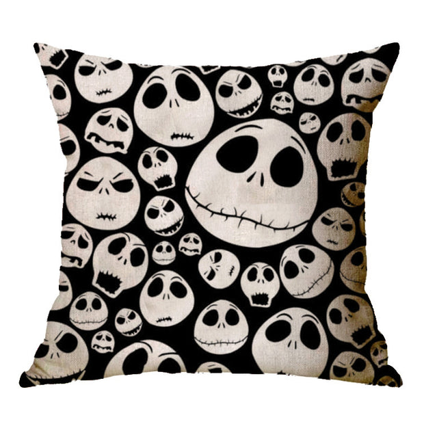Linen Skull Halloween-inspired Nightmare Xmas Pillow Cover *29 Styles