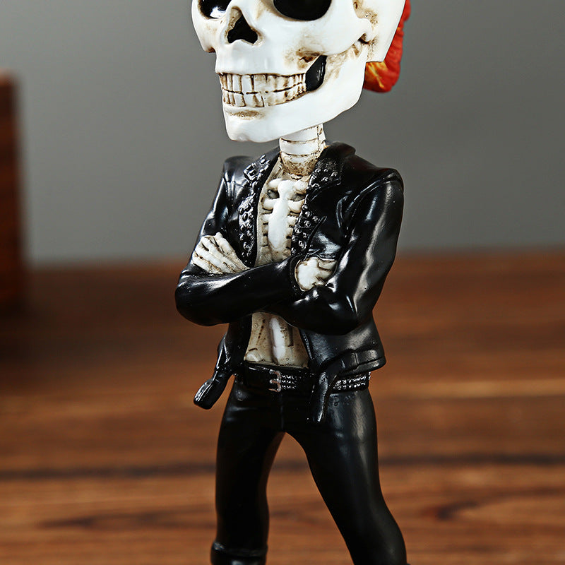 Creative Car Skull Shaking Head Doll Funny Retro Metal Skull