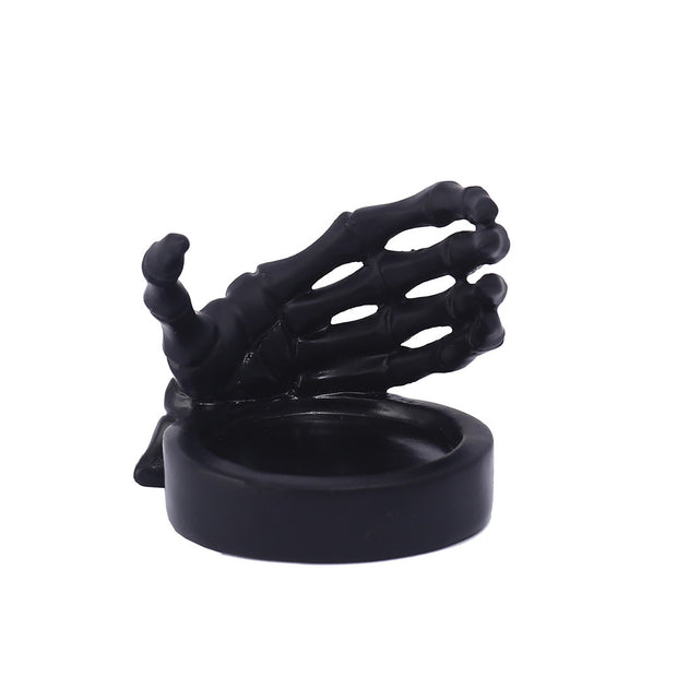 Skull Hand Guard Candlestick Base Halloween-Inspired Jewelry Storage Tray