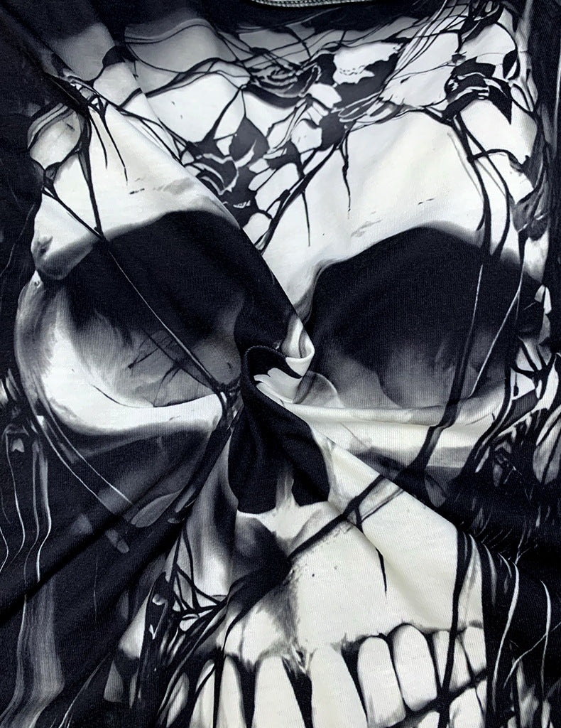 Women's Halloween Inspired Fashion Skull printed Loose Top