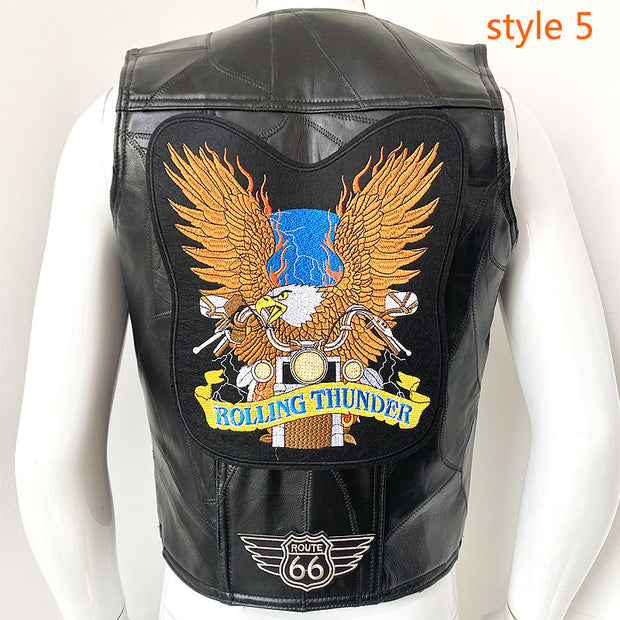 Men's First Layer Cowhide Leather Slim Riding Vest