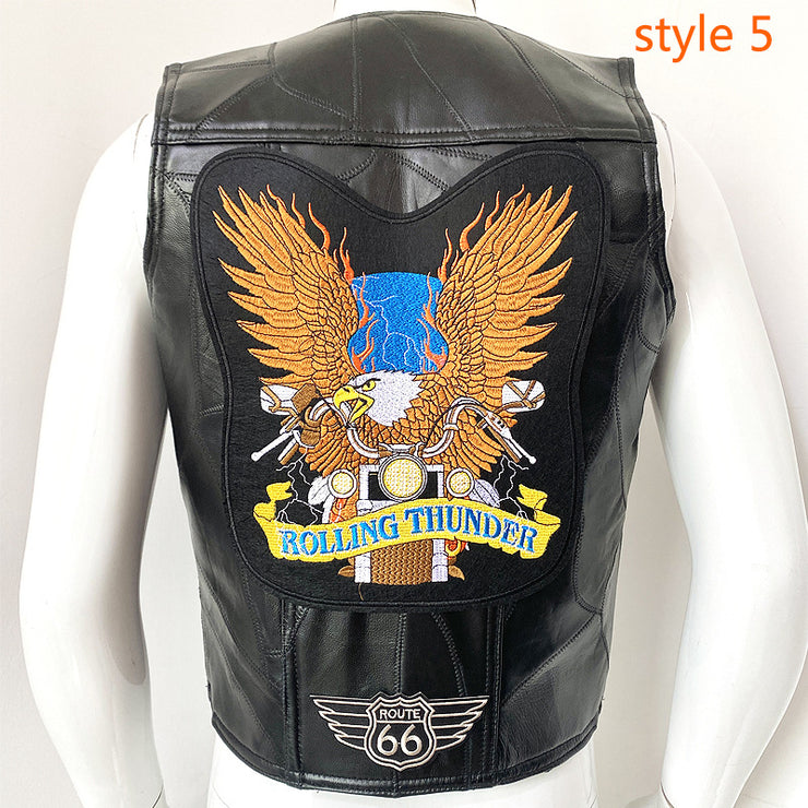 Men's First Layer Cowhide Leather Slim Riding Vest