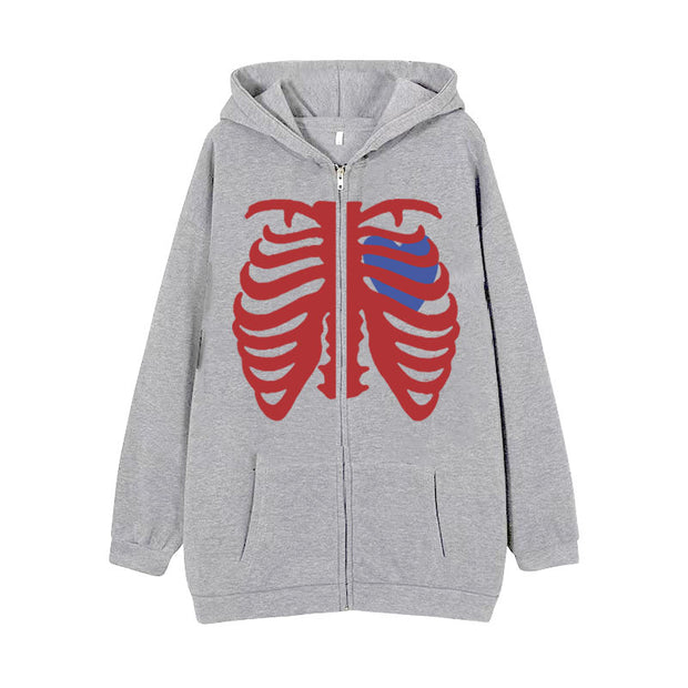 Skeleton Hoodie Spring And Autumn Fleece