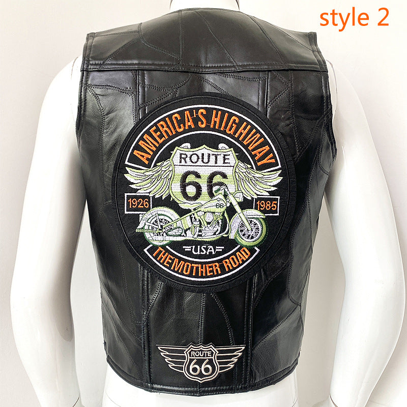 Men's First Layer Cowhide Leather Slim Riding Vest