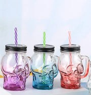Unique Skull drink glass with Lid & Straw *6 Colors