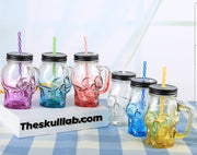 Unique Skull drink glass with Lid & Straw *6 Colors