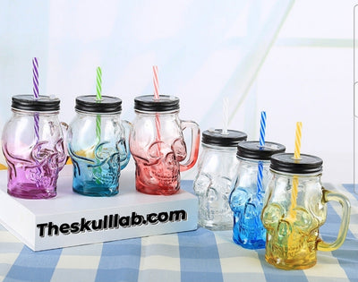 Unique Skull drink glass with Lid & Straw *6 Colors