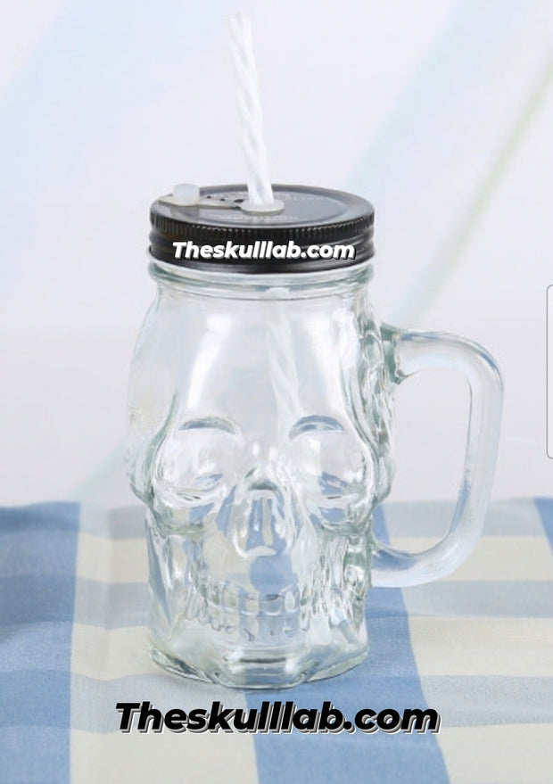 Unique Skull drink glass with Lid & Straw *6 Colors