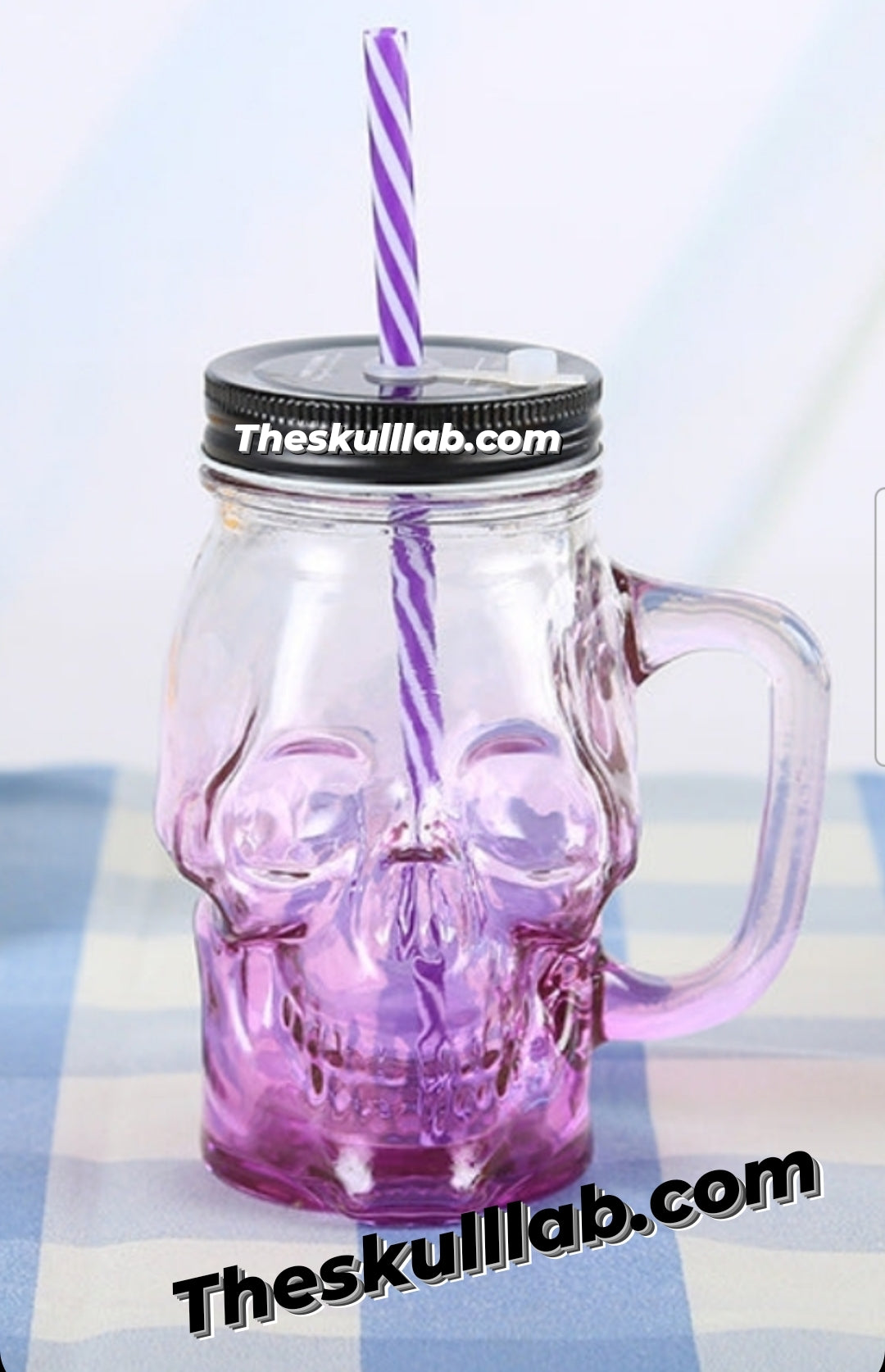 Unique Skull drink glass with Lid & Straw *6 Colors