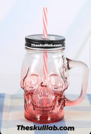 Unique Skull drink glass with Lid & Straw *6 Colors