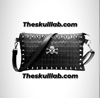 Skull Bag Embossed Chain Strap Pure Leather