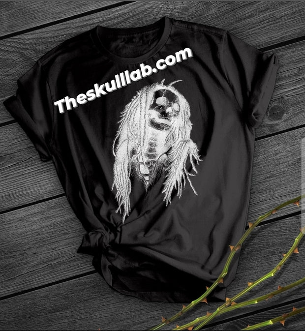 Skull Digital Printed Short-sleeved Rasta Bob T-Shirt