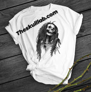 Skull Digital Printed Short-sleeved Rasta Bob T-Shirt