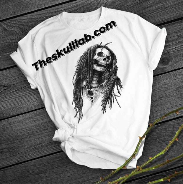 Skull Digital Printed Short-sleeved Rasta Bob T-Shirt