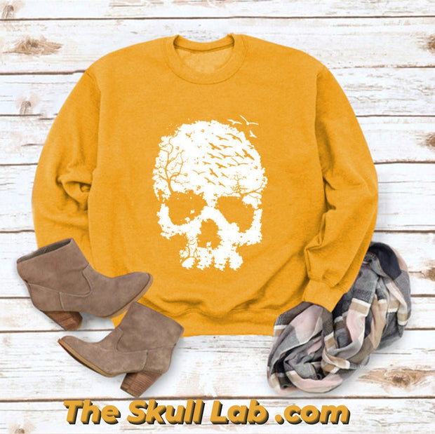 Women's Skull Print Blouse Loose fitting Long Sleeve