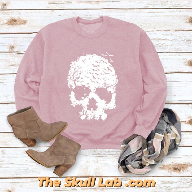 Women's Skull Print Blouse Loose fitting Long Sleeve