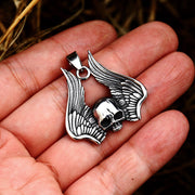 Men's Vintage Stainless Steel Winged Skull Pendant