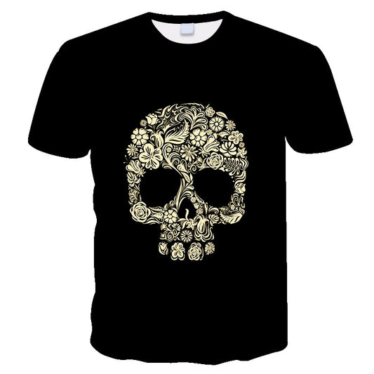 Men's And Women's 3D Sugar Skull Digitally Printed Loose Casual T-Shirt