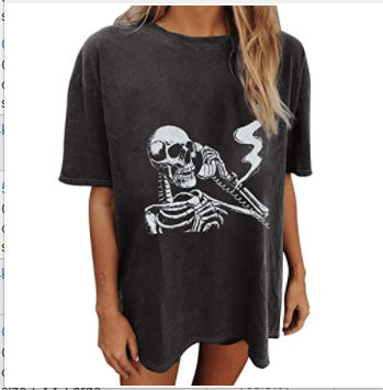 Women's Short Sleeved Vintage T-shirt Skull Print High Street Fashion *14 Styles